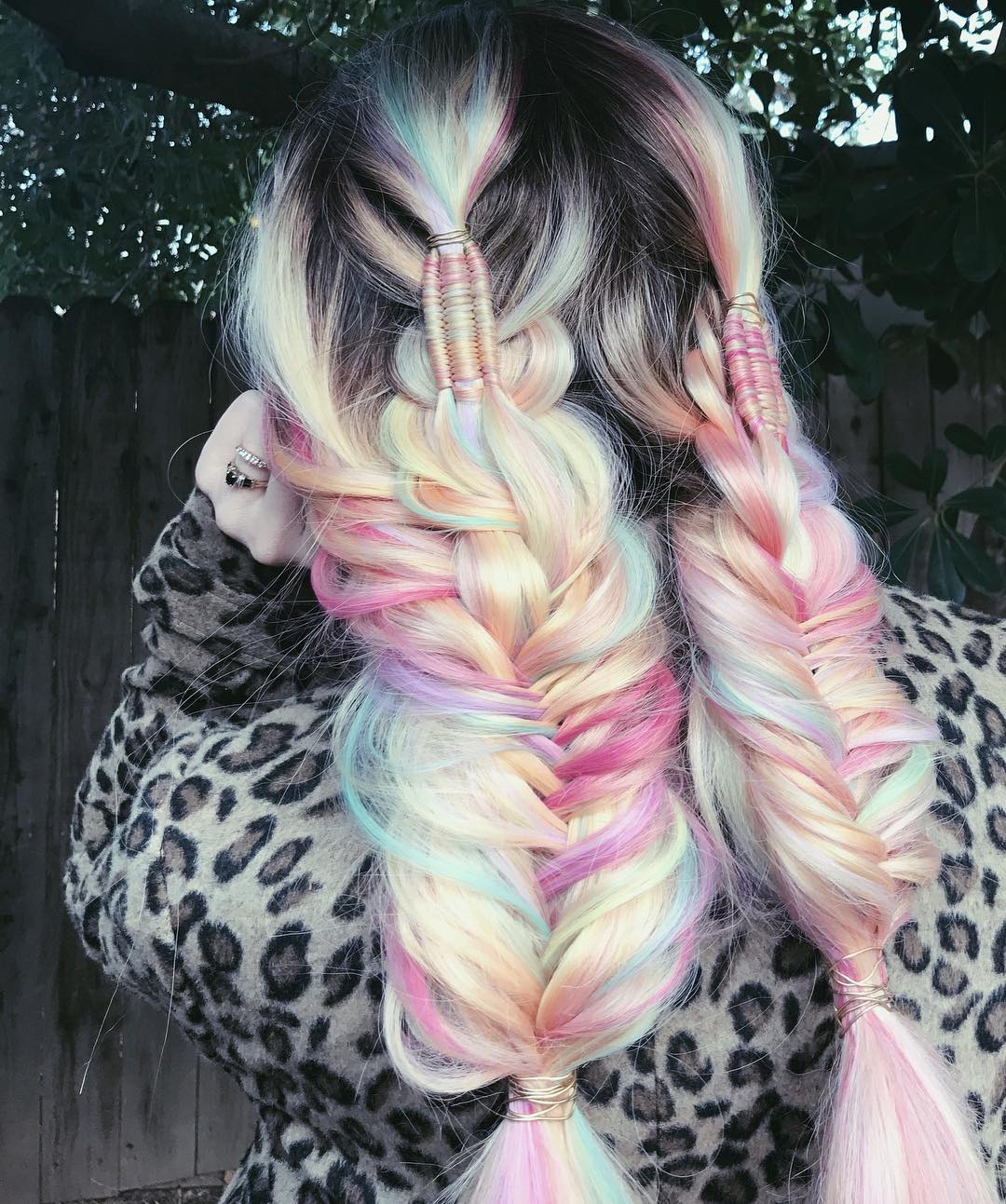 pastel pigtail braids