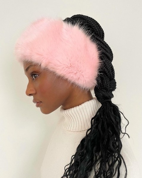 pink fur headband