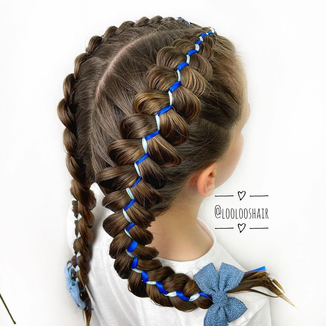 ribbon pigtail braids