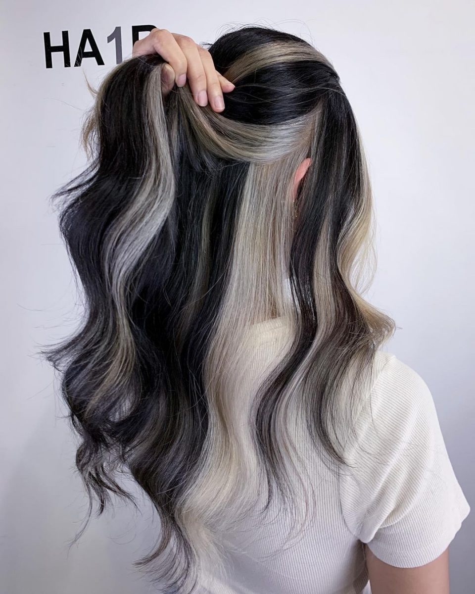 Black Hair With Peekaboo Highlights