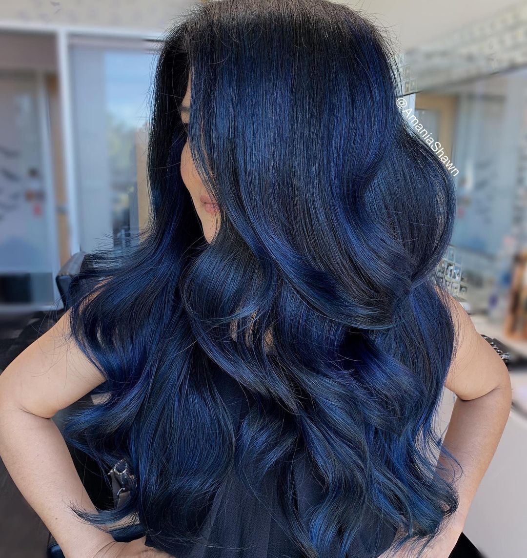 smokey blue black hair