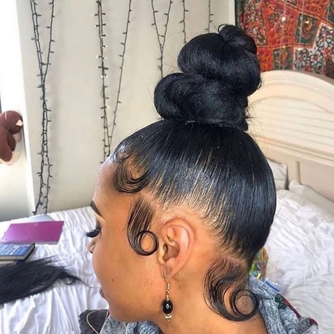 top knot bun for black hair