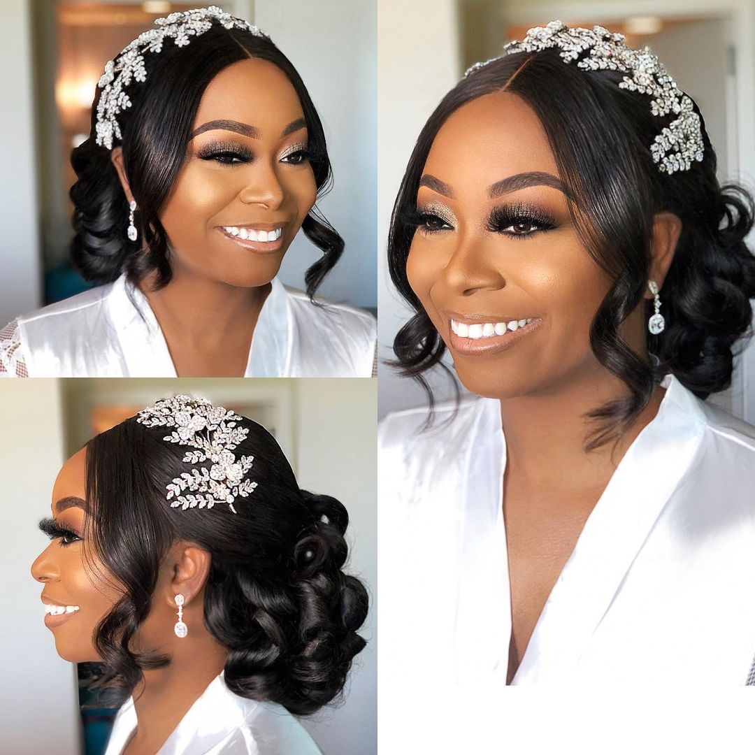 updo wedding hairstyle for black hair