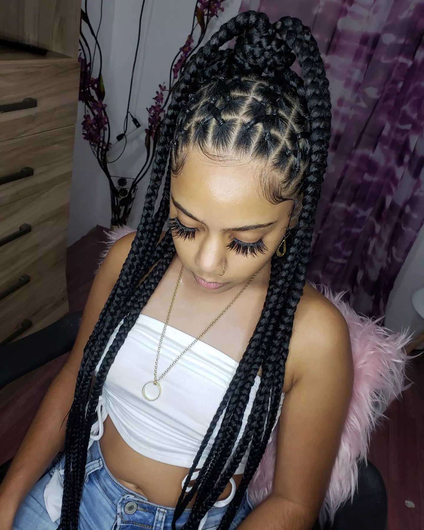 criss-cross braids ponytail