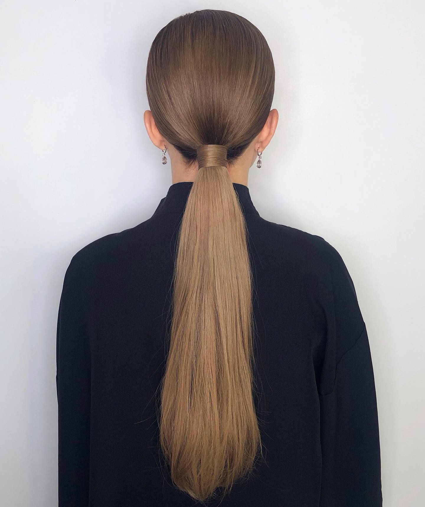sleek low ponytail