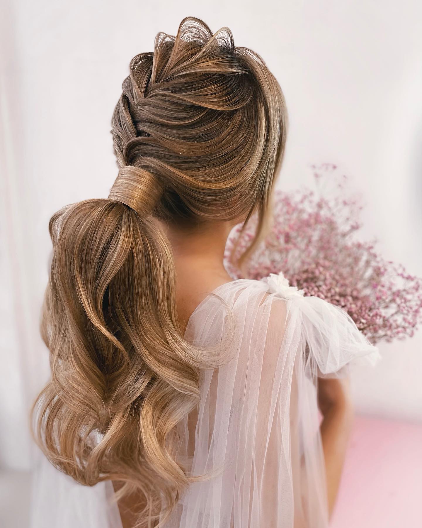 bridal braid into ponytail style