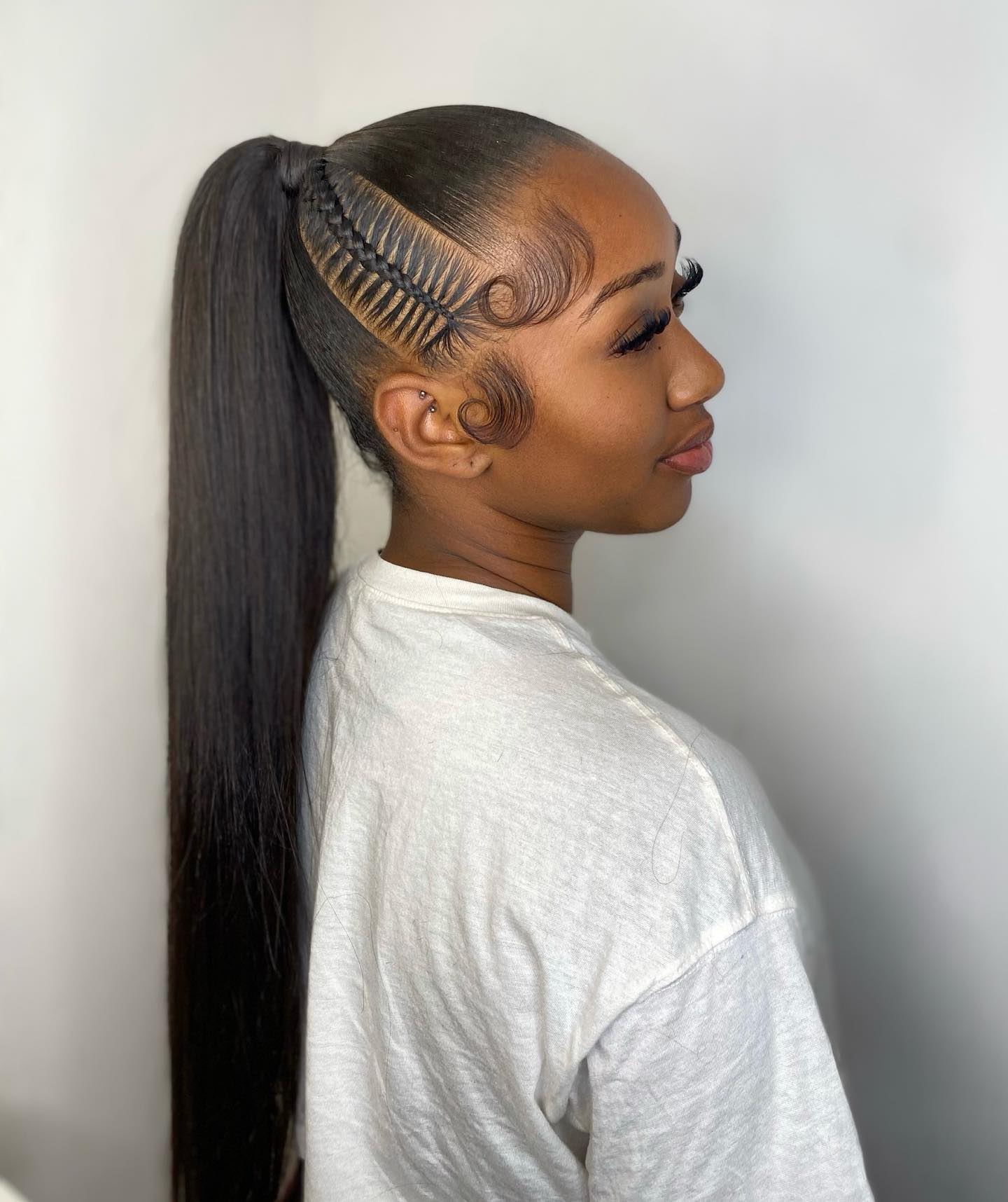 side braid high ponytail