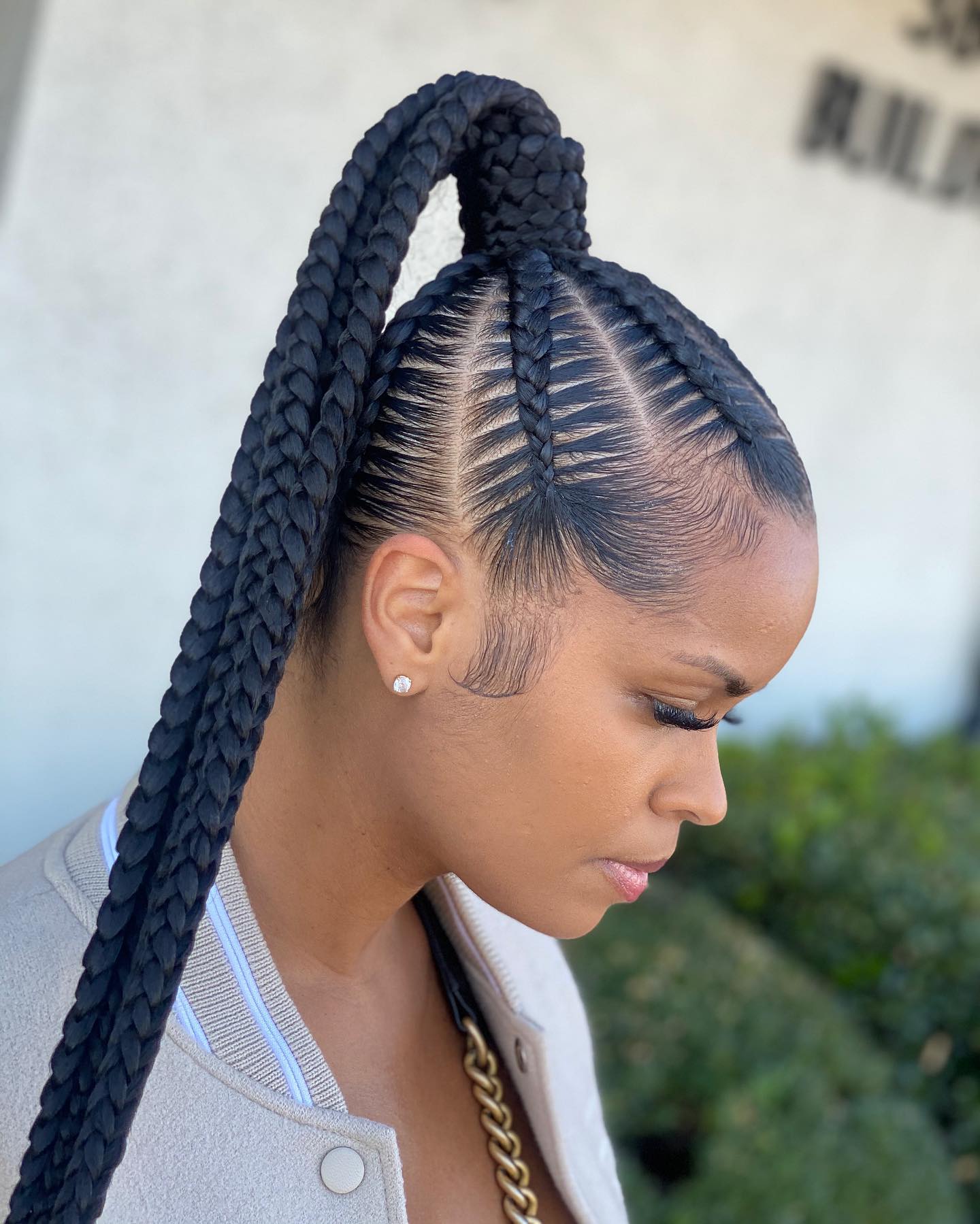 feed-in braids ponytail