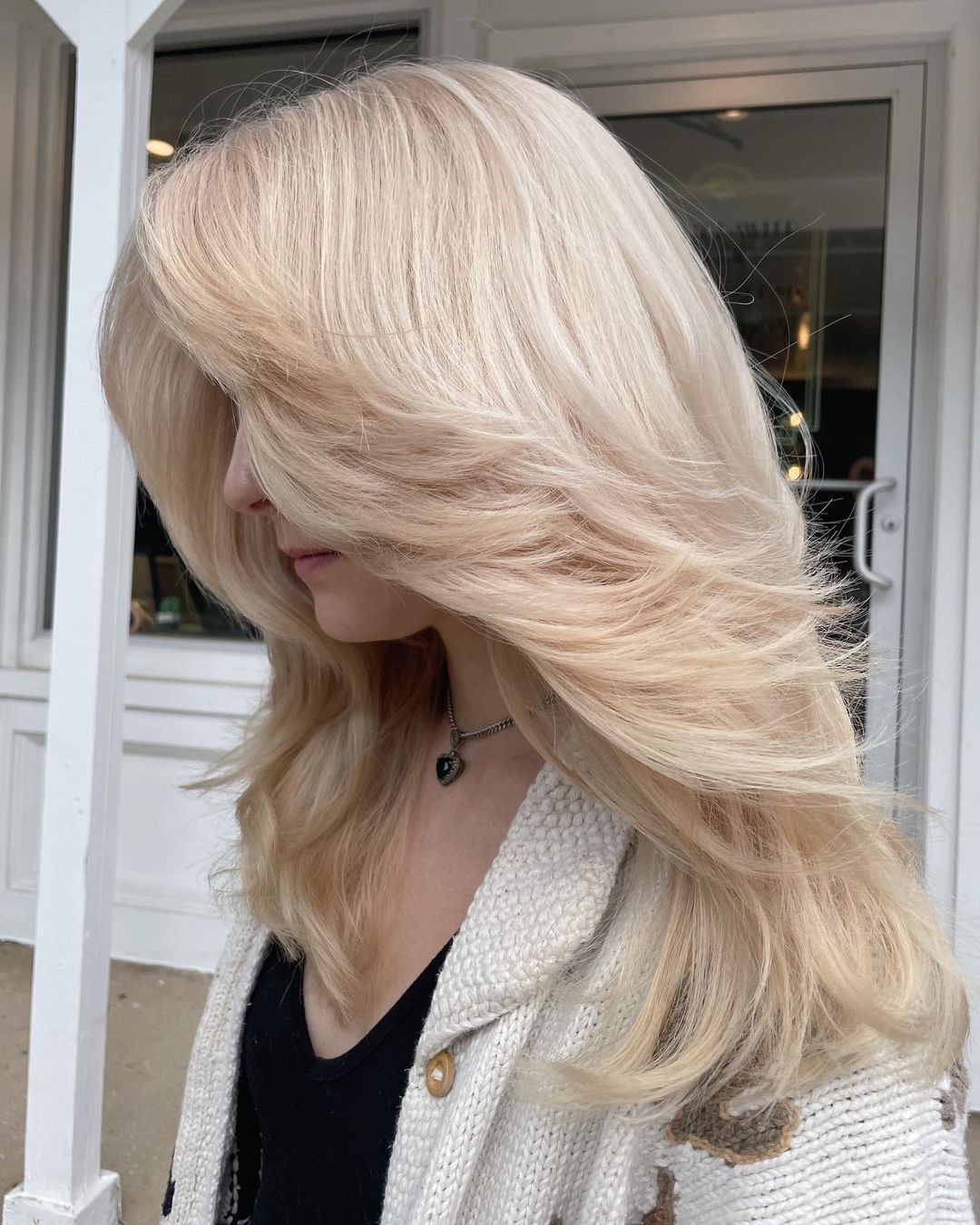 blonde feathered cut