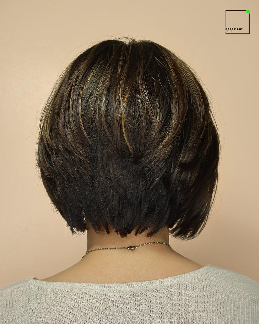choppy chin-length hair - back view 