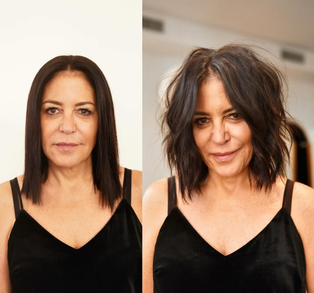 cabelo curto à altura do queixo para mulheres com mais de 50 anos