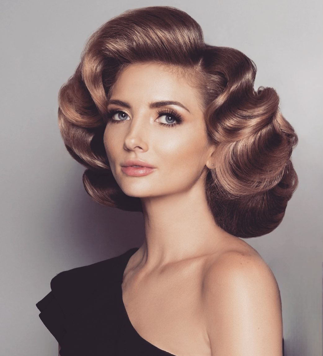 glossy old Hollywood waves
