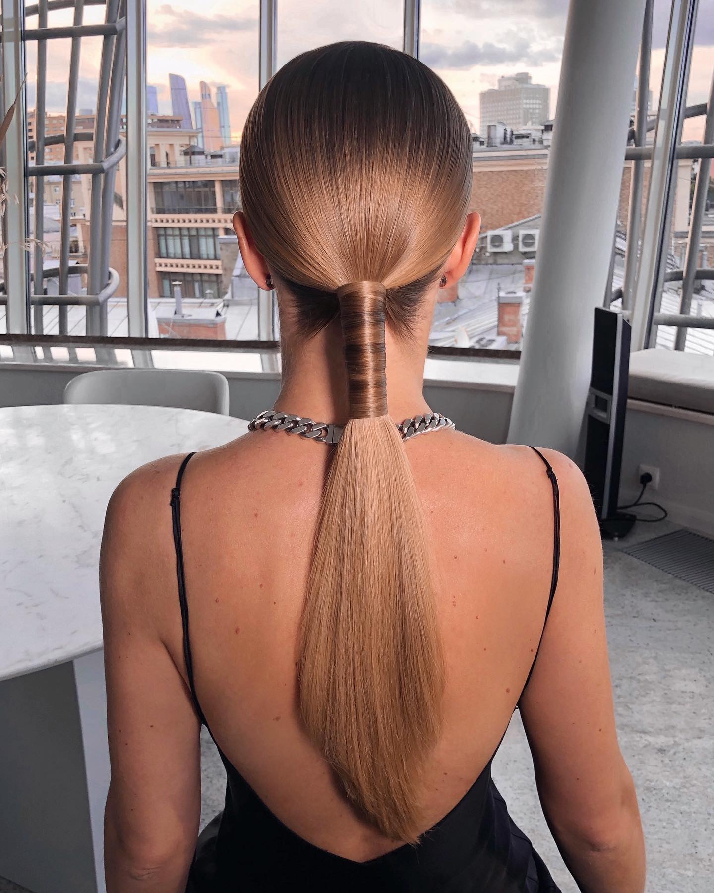 sleek ponytail