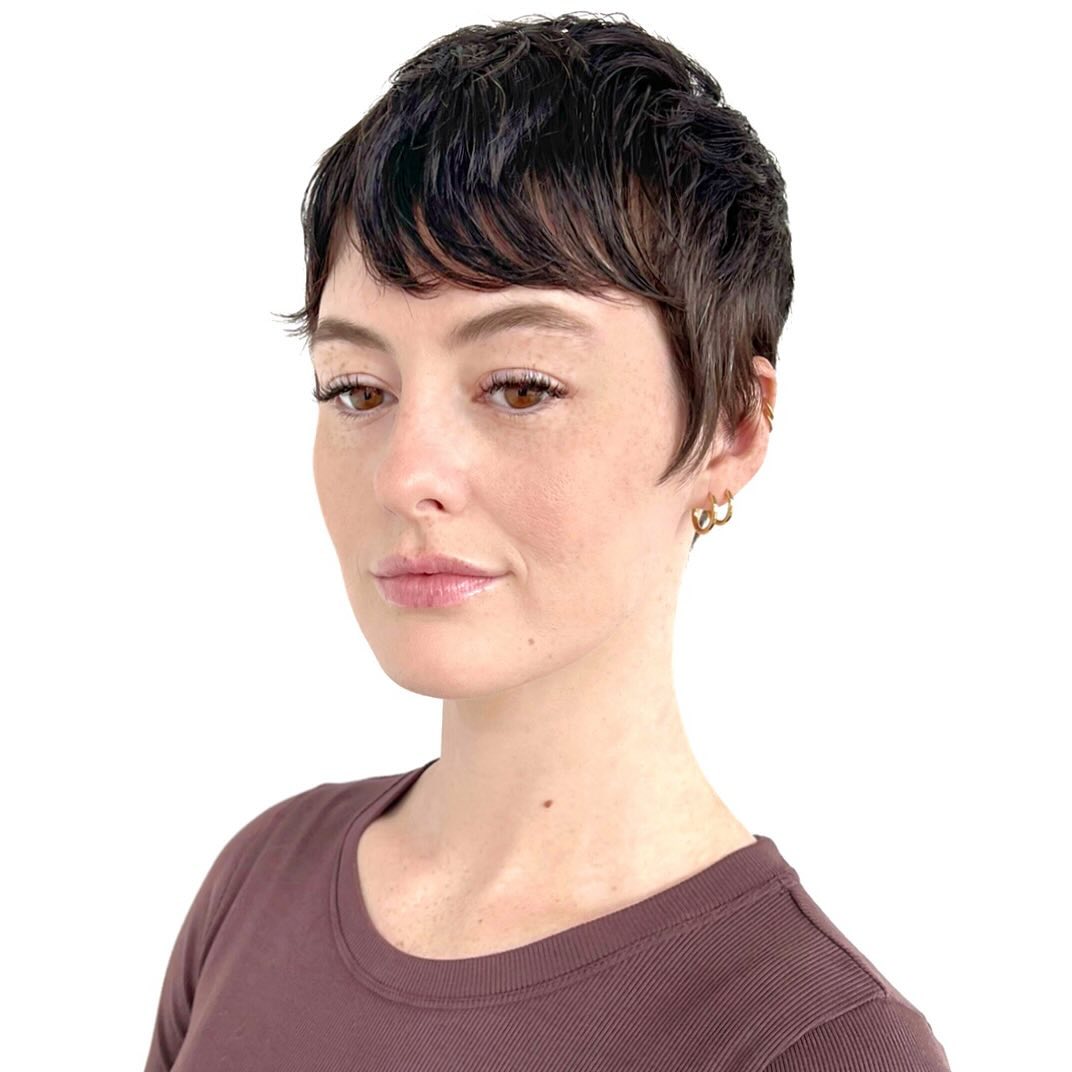 pixie with side-swept bangs