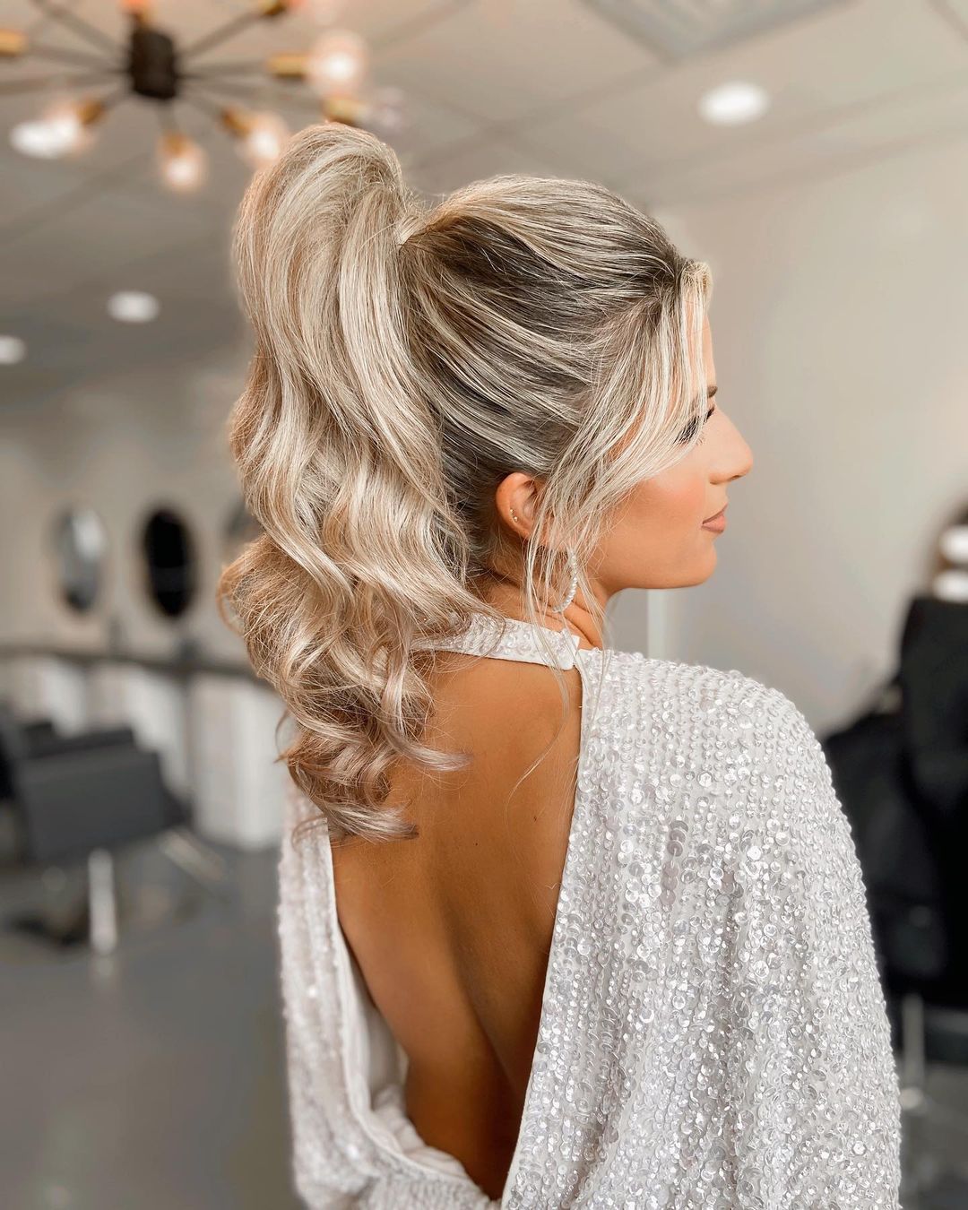 bridal ponytail on blonde hair