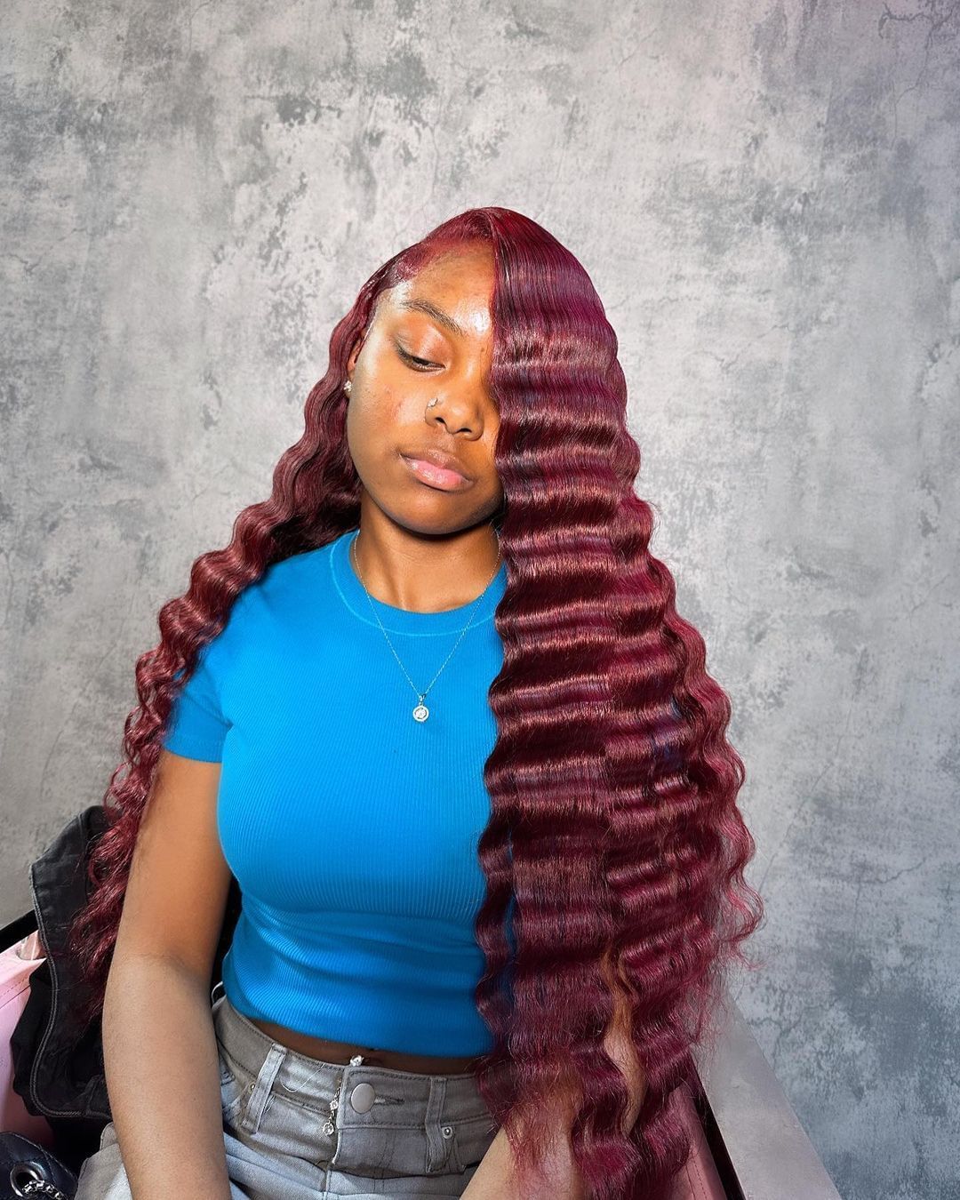 mahogany wet and glam wave wig hairstyle