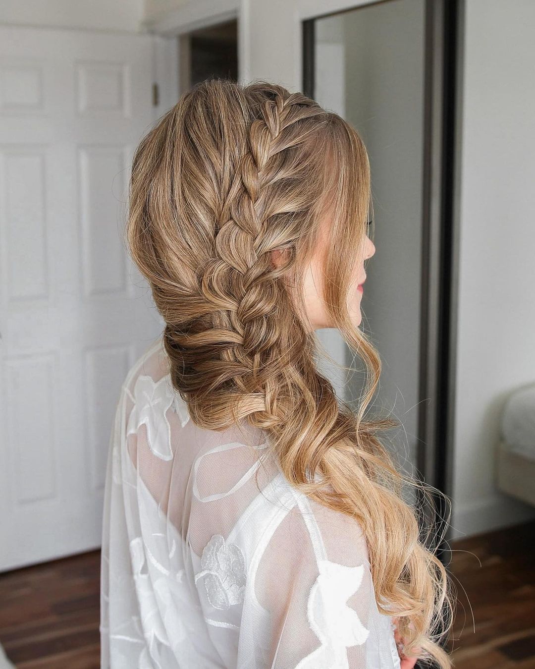 mermaid side braid for wavy hair