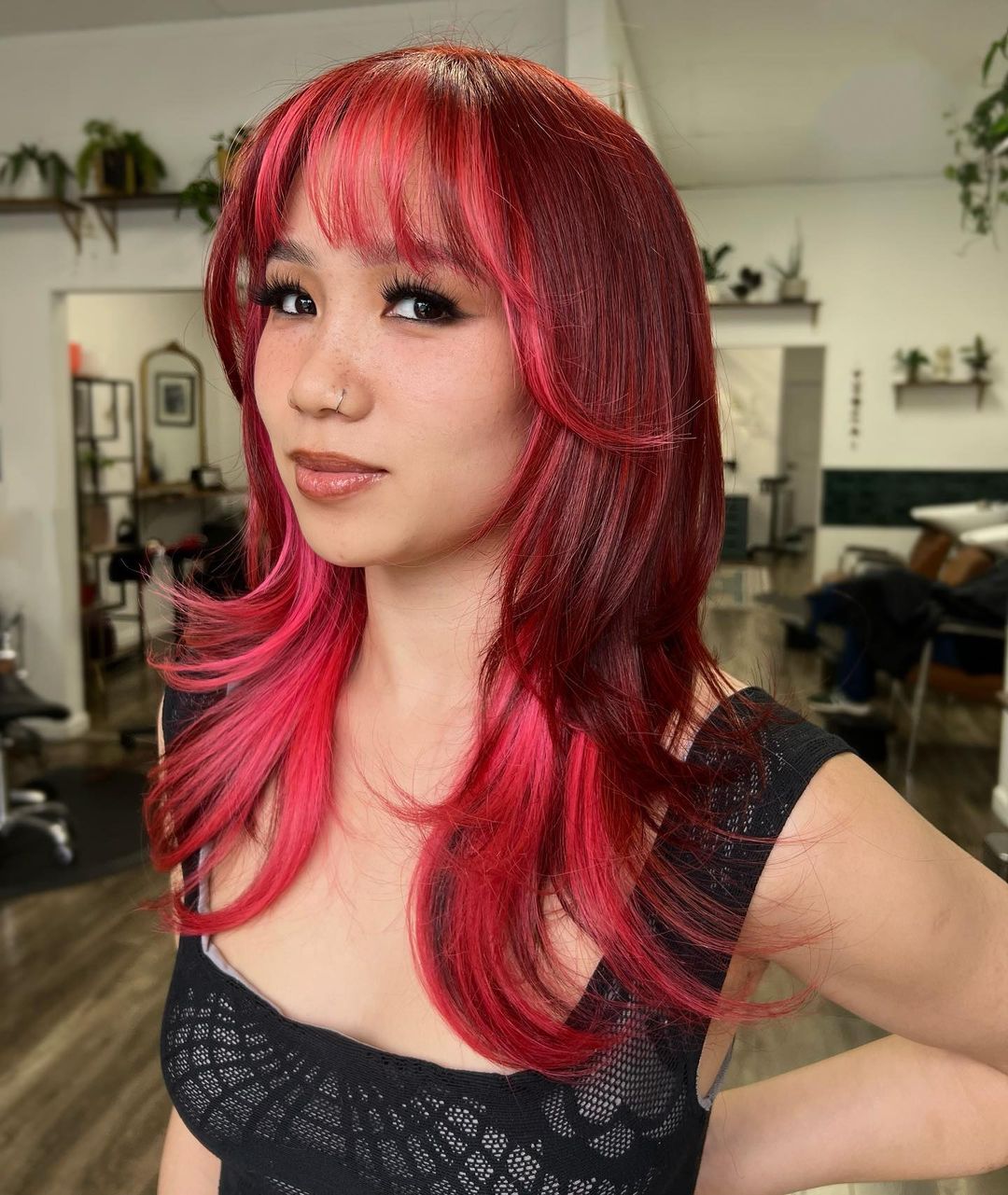 red hair with bangs