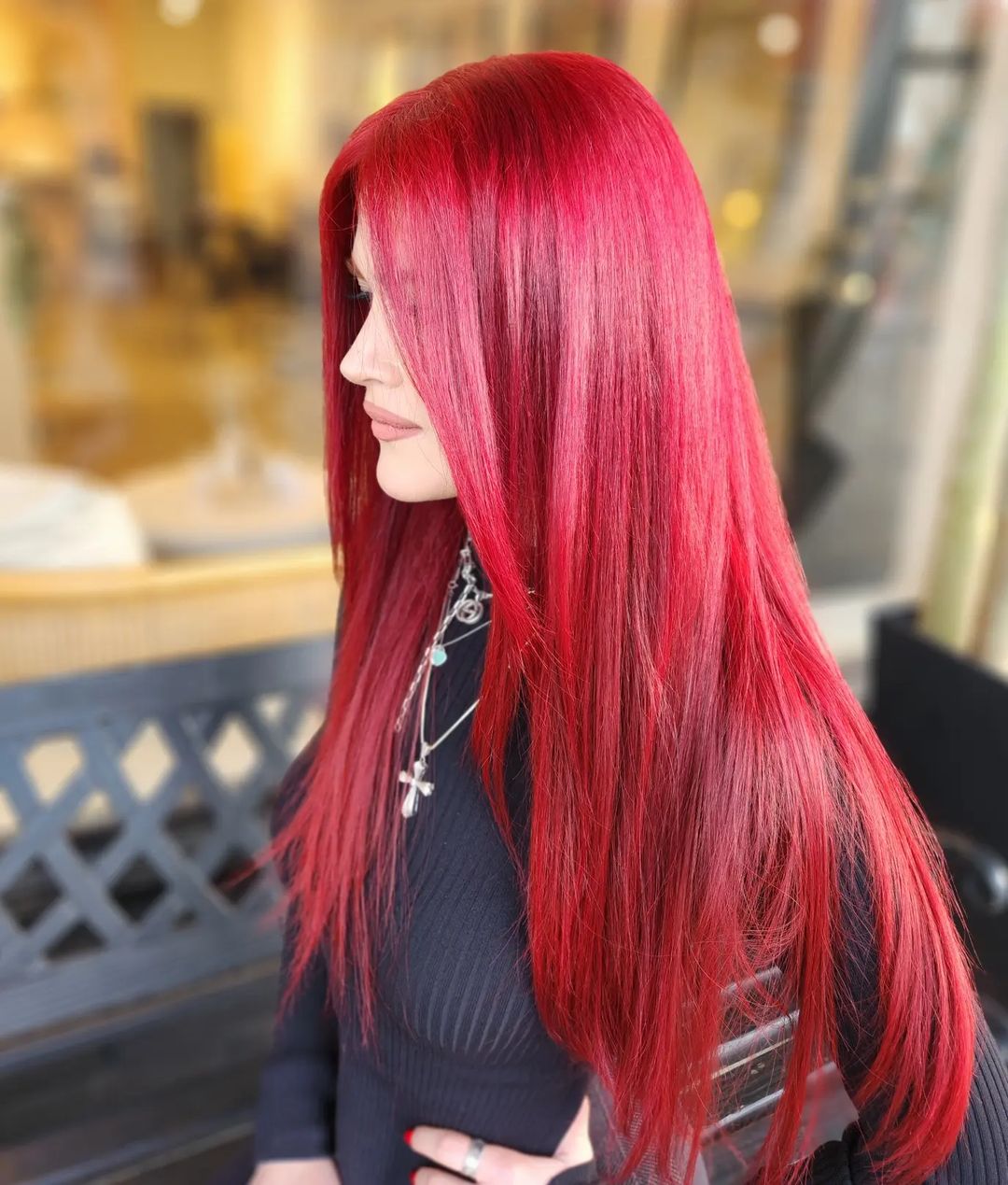 shiny red hair