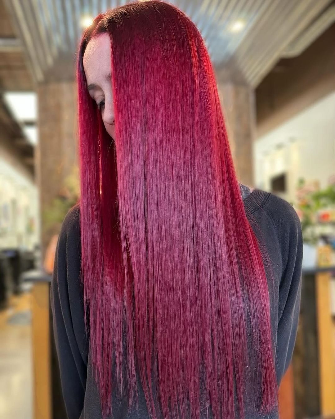 pelo rojo liso
