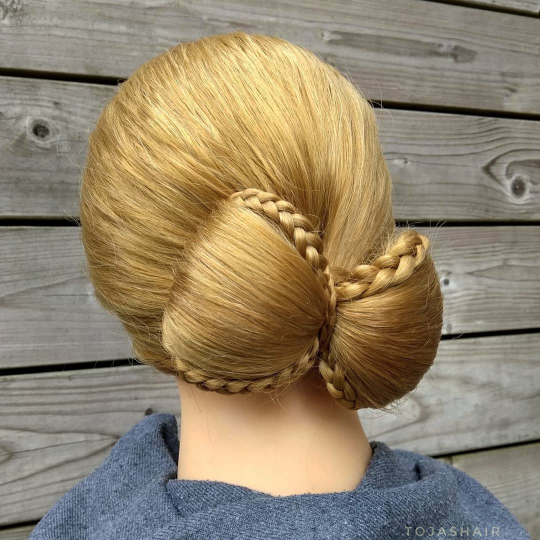 blonde hair bow with braid updo