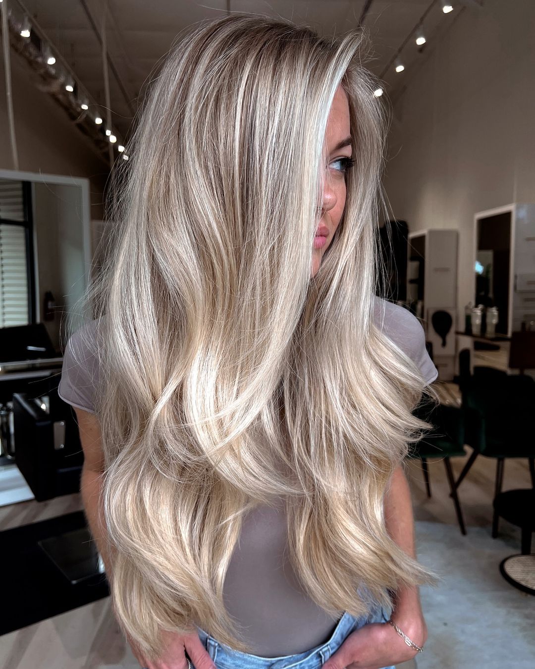 blonde long layered hair