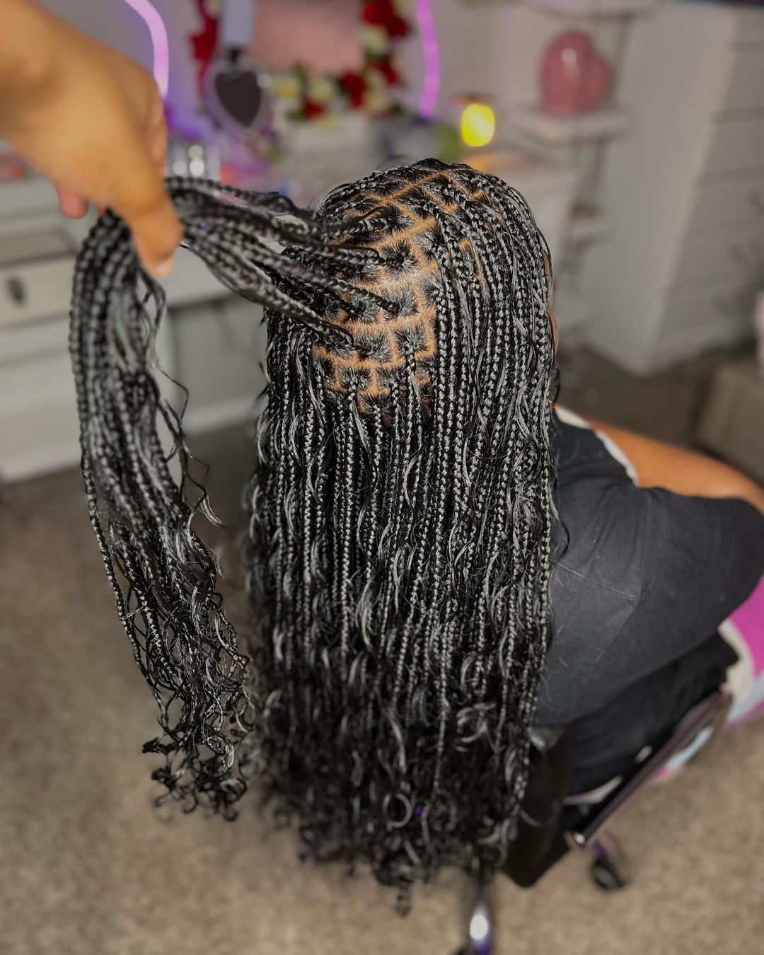 boho knotless braids with curly ends