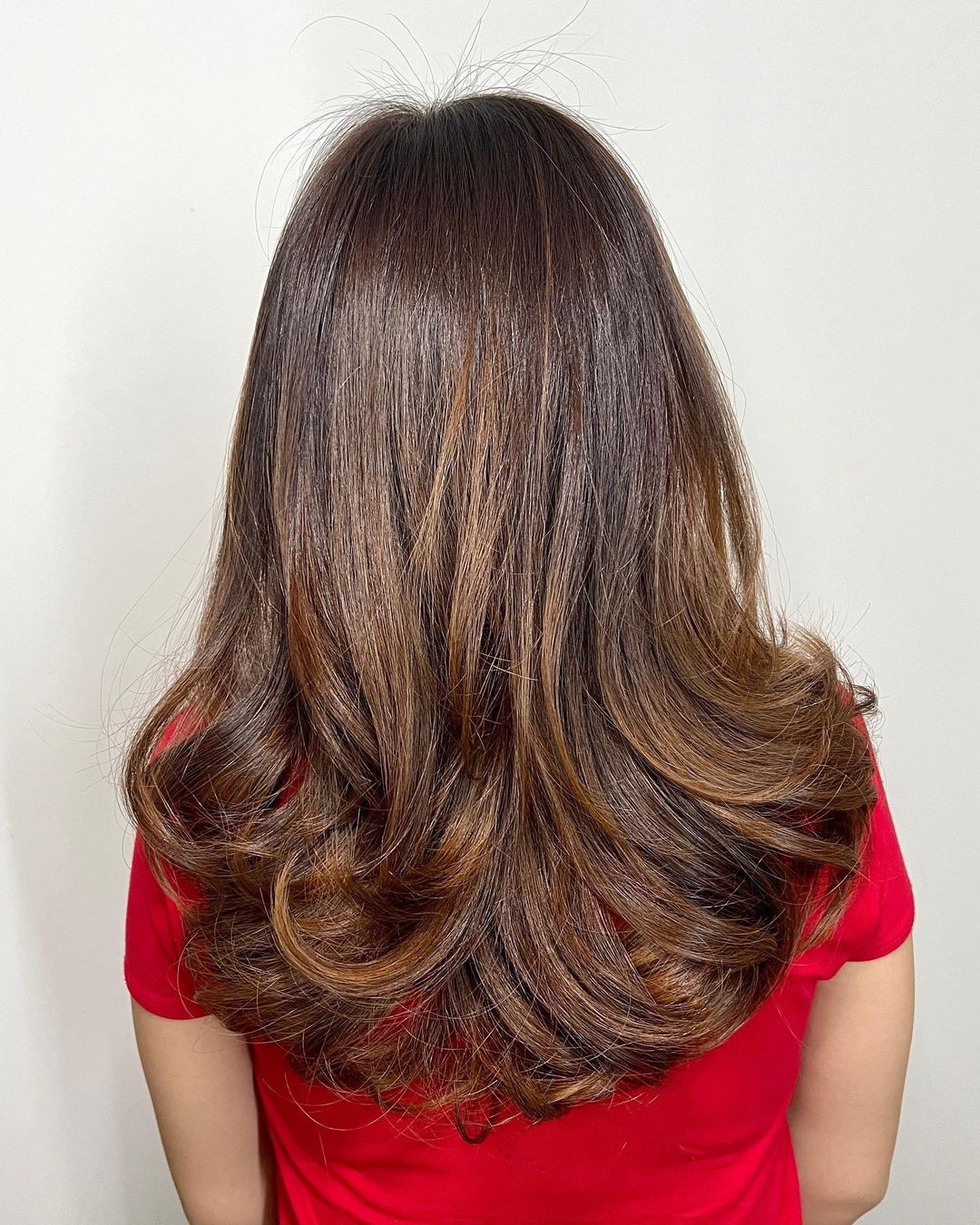 brown balayage layered hairstyle
