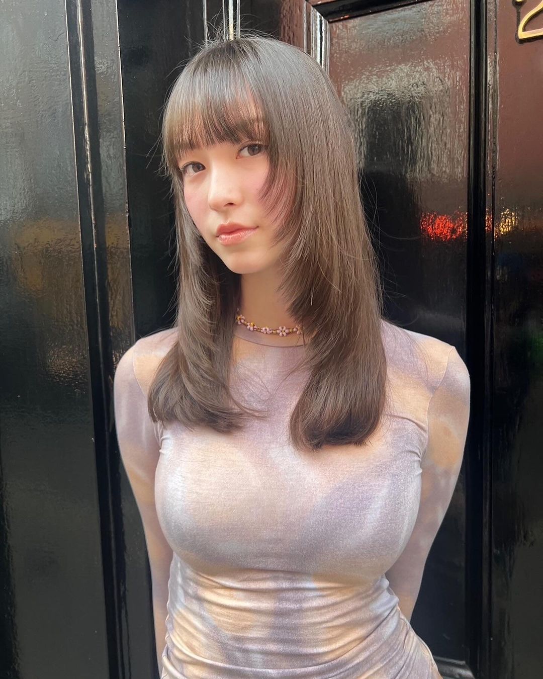 butterfly layers with full bangs