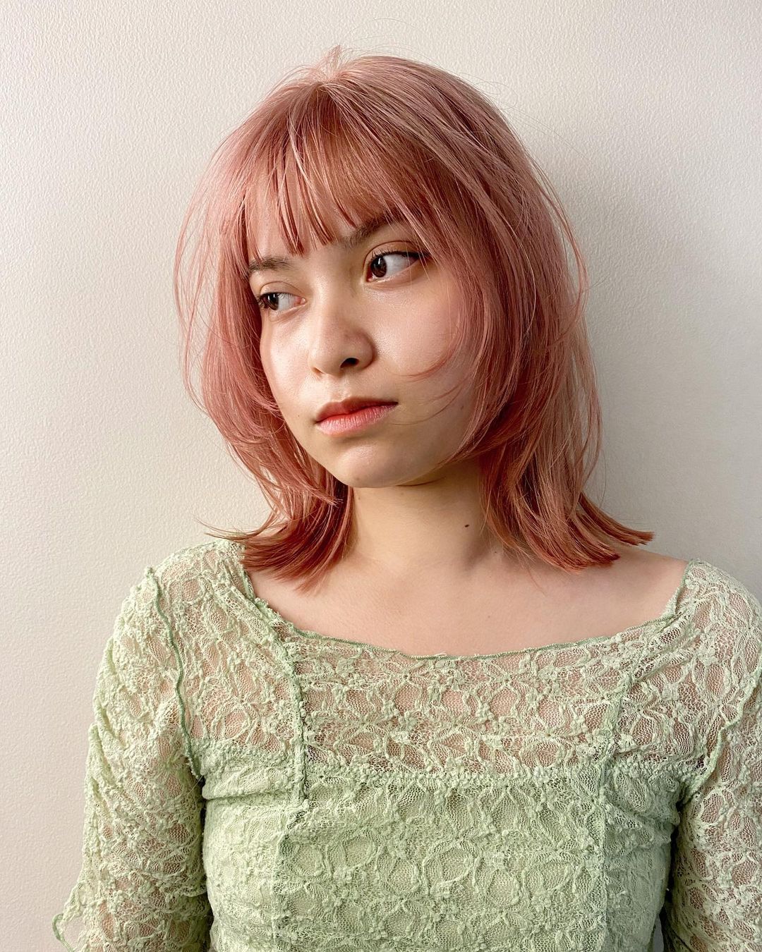 coral pink wolf cut
