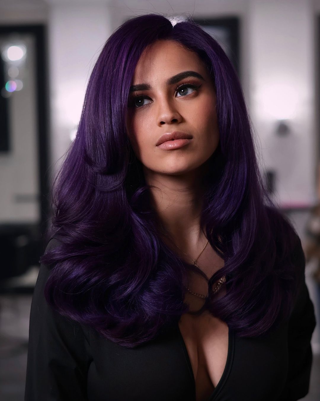 deep purple 90s layered hair
