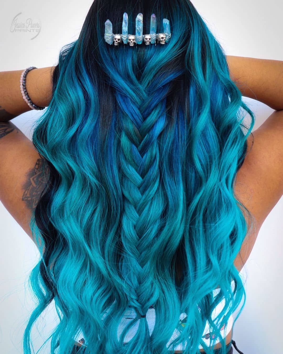half-up braid mermaid waves