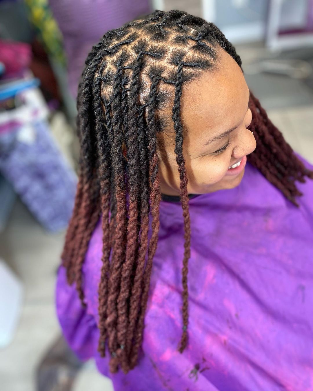 layered locs with a two strand twist