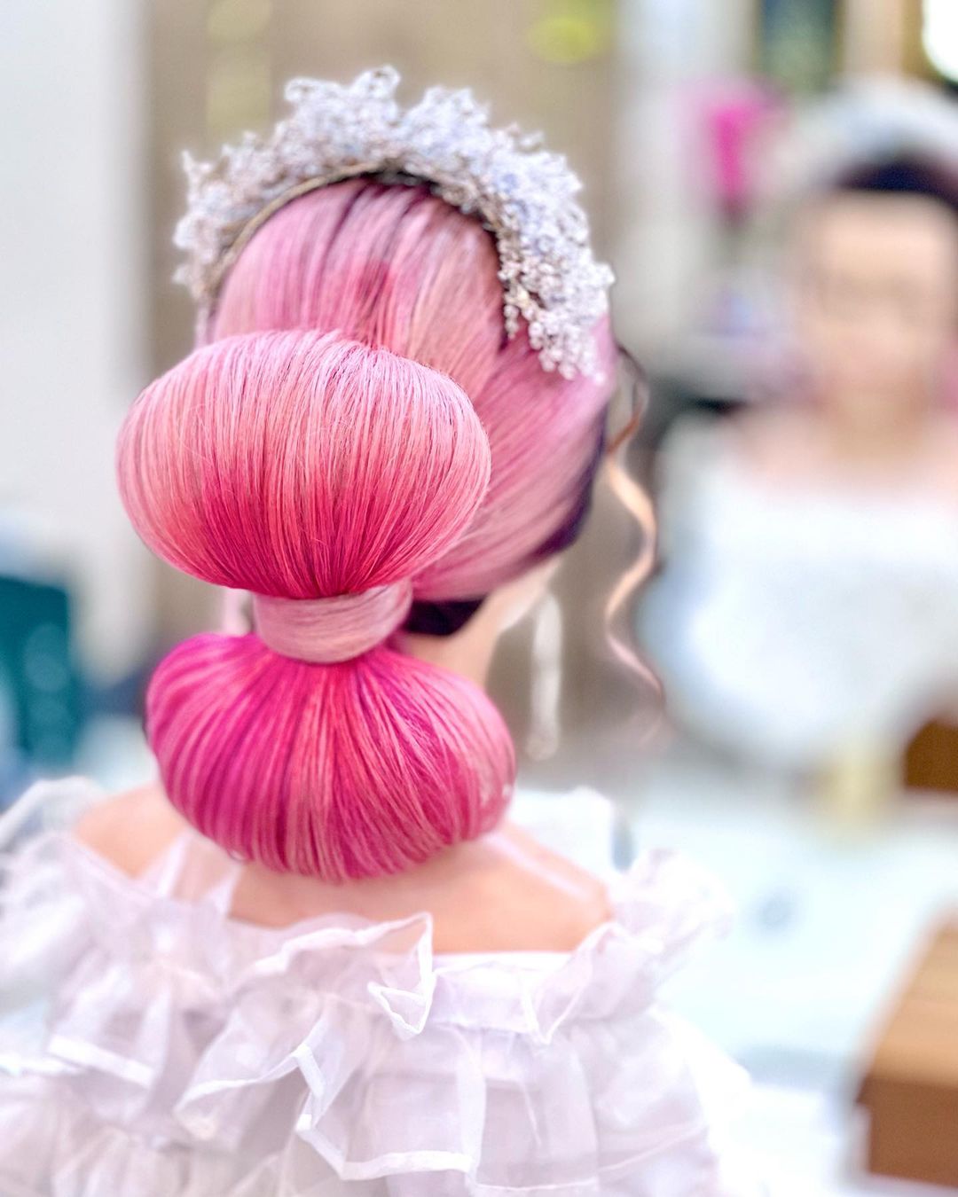 pink pastel big hair bow