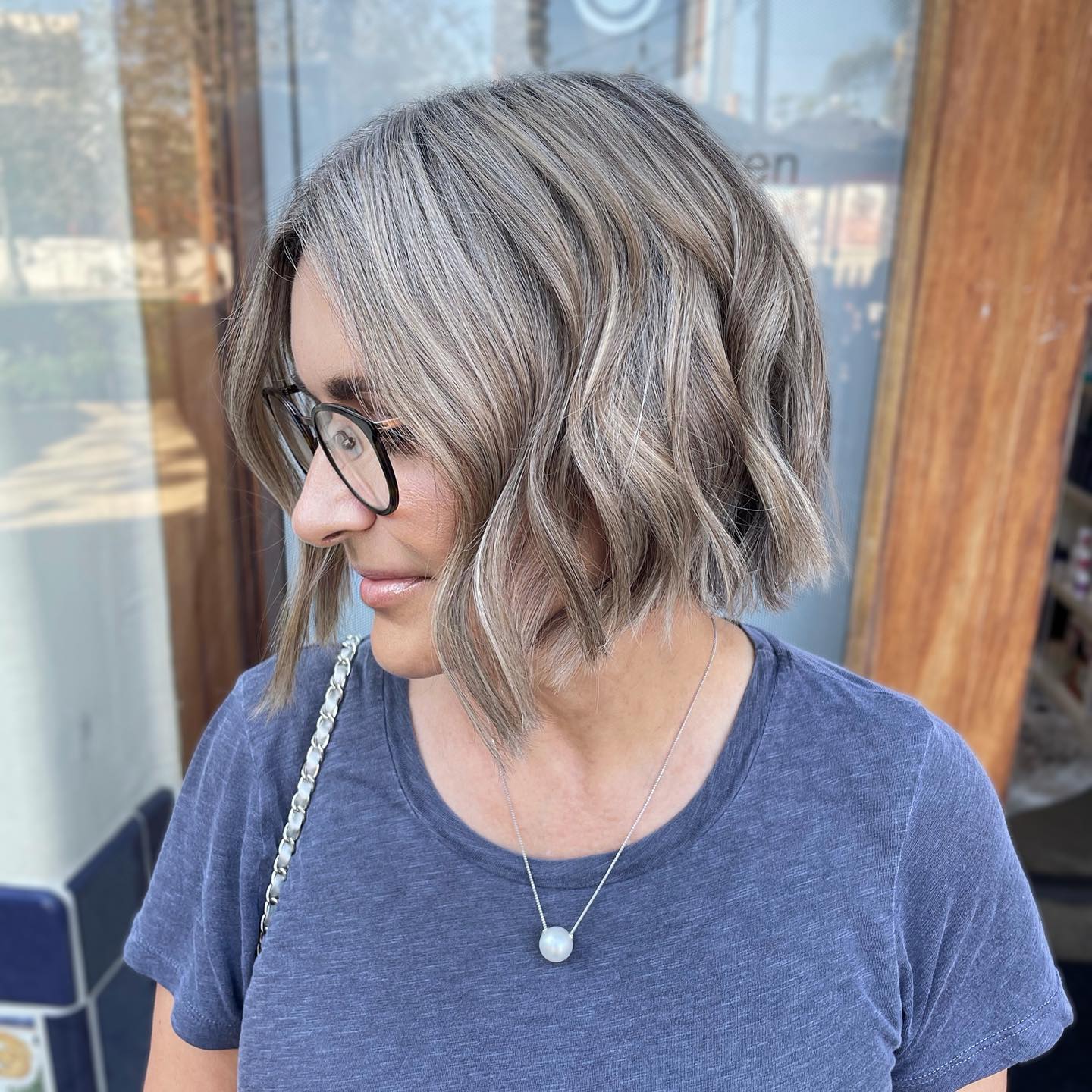 natural gray hair with blonde highlights