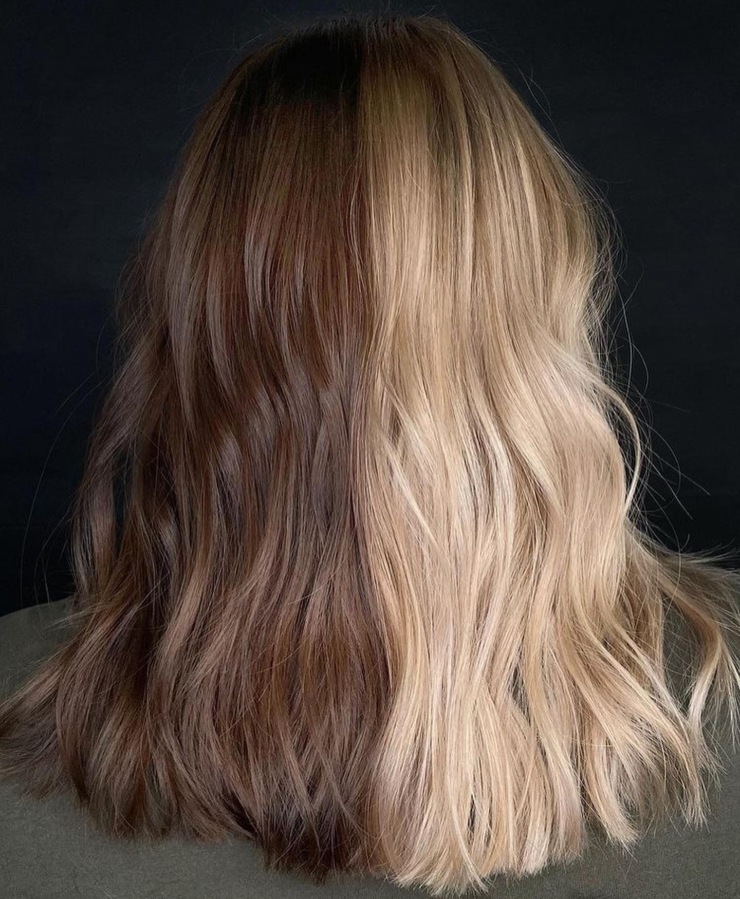 half-blonde half-brown split dye