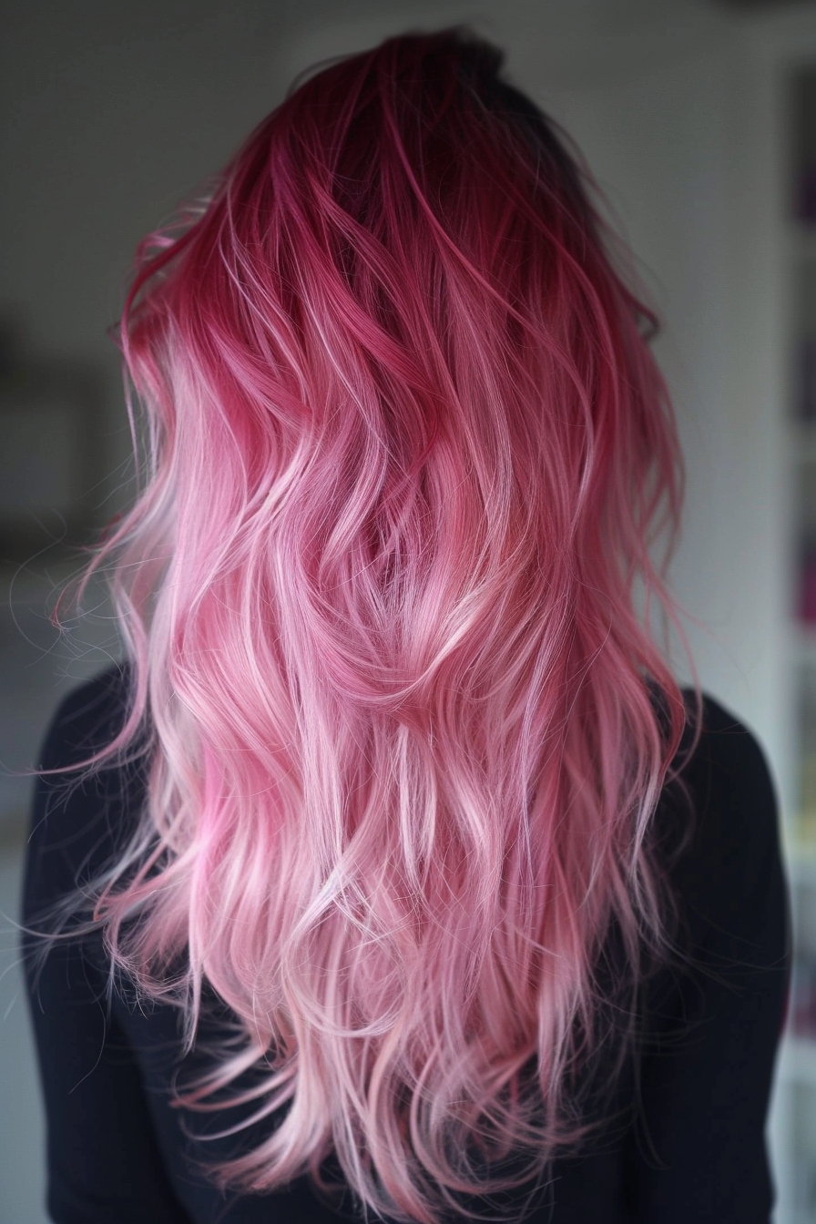 capelli ombreggiati rosa zucchero filato