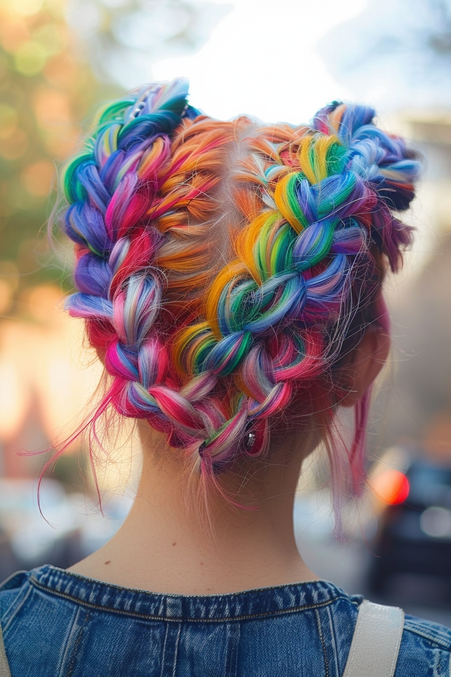 rainbow braided crown