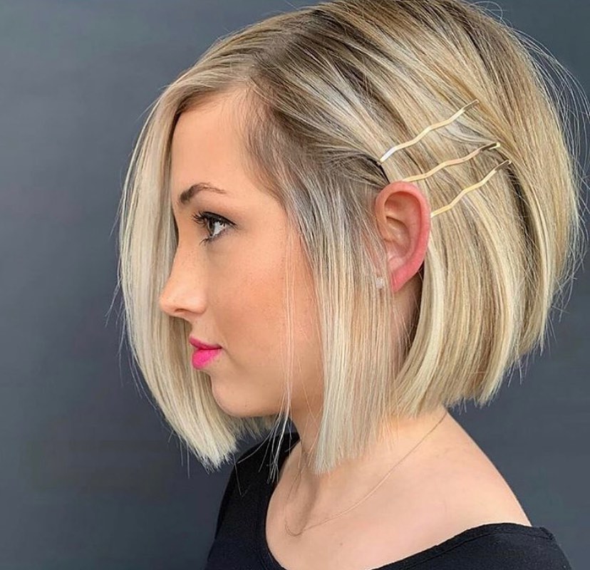 blonde bob with bobby pins