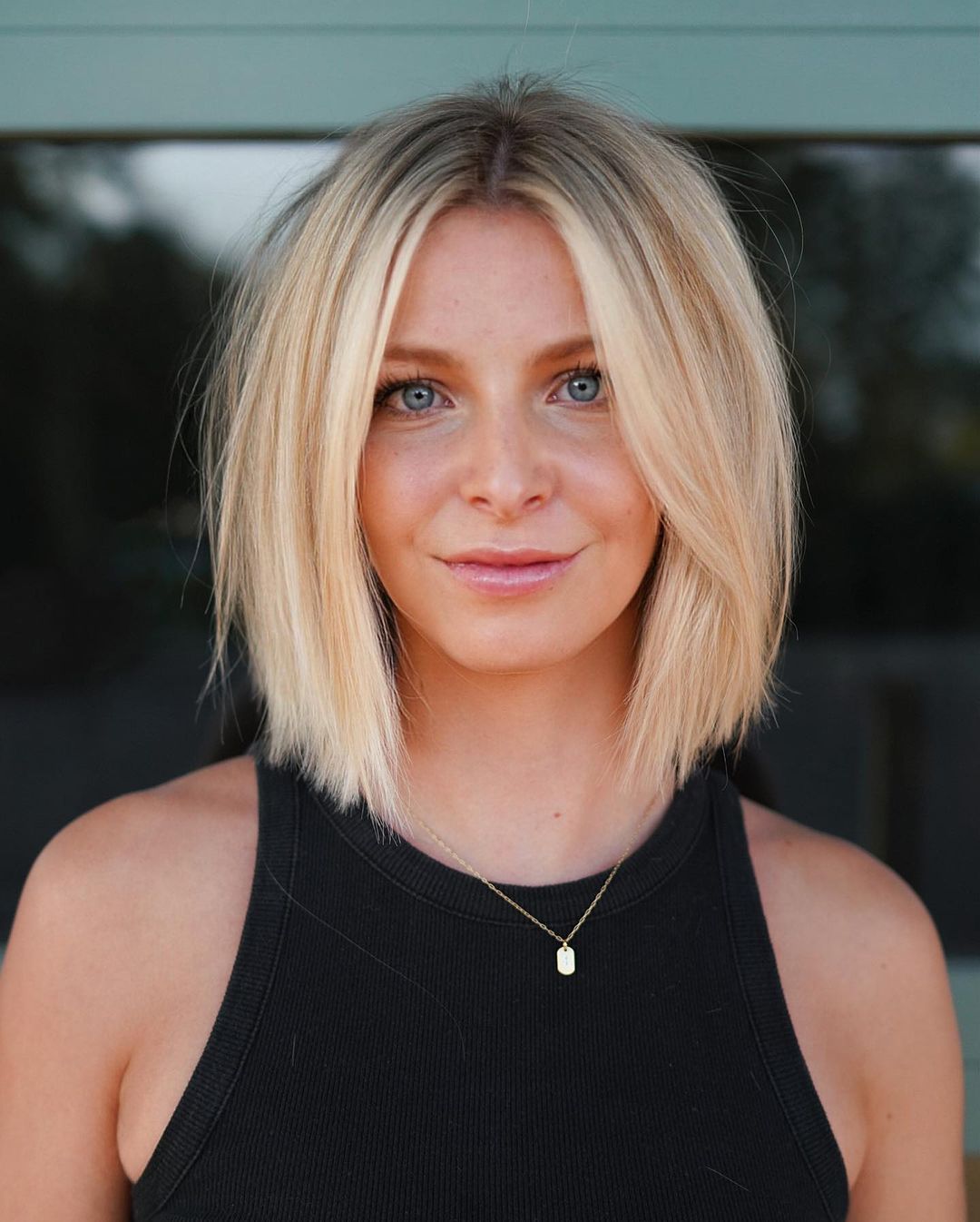 blonde lob with face-framing layers