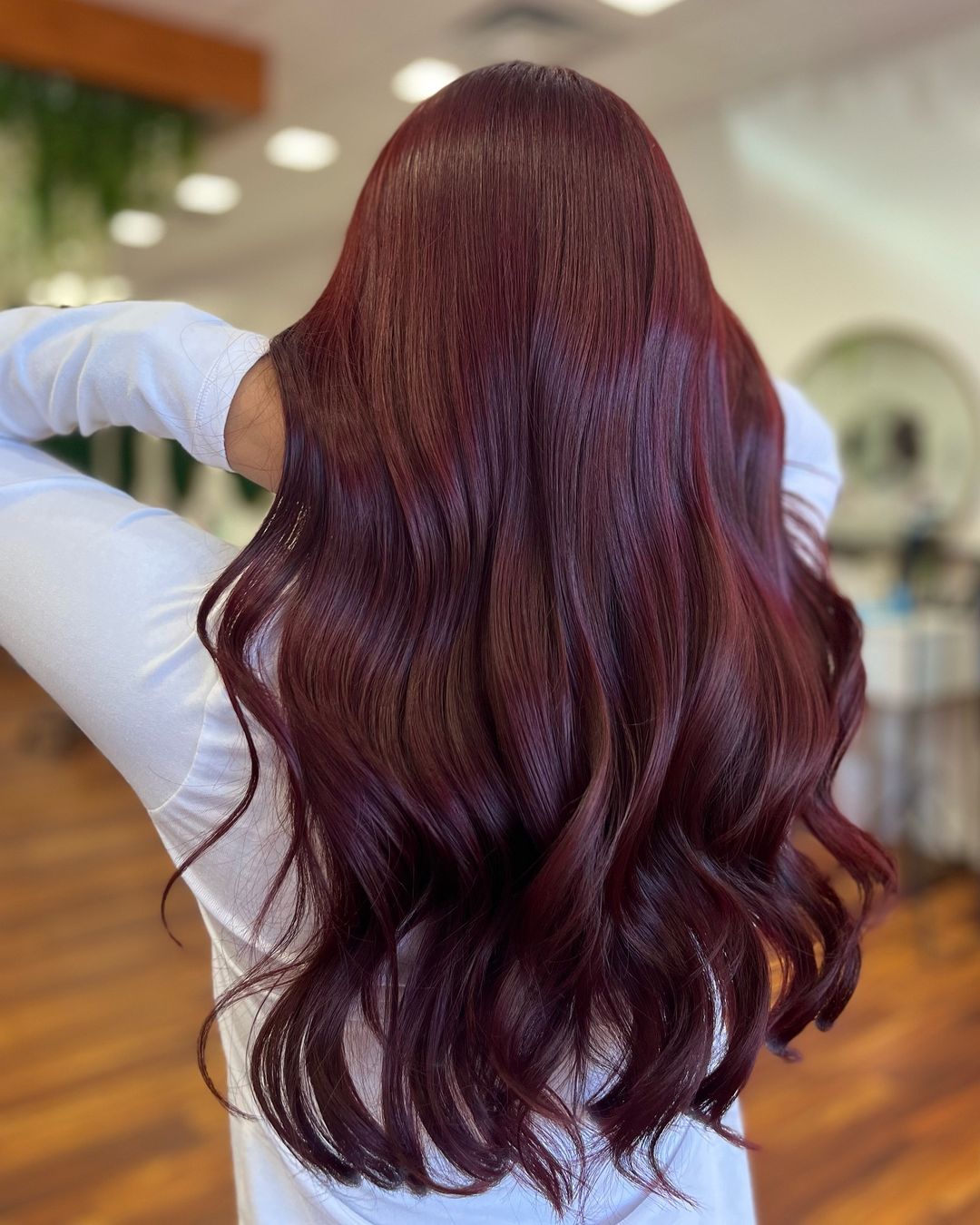 cherry cola long wavy hair