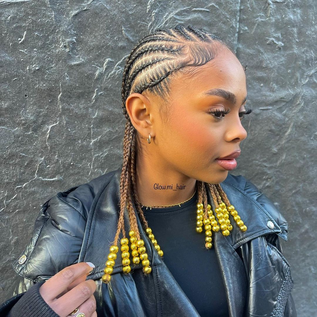 cornrows with beads in color