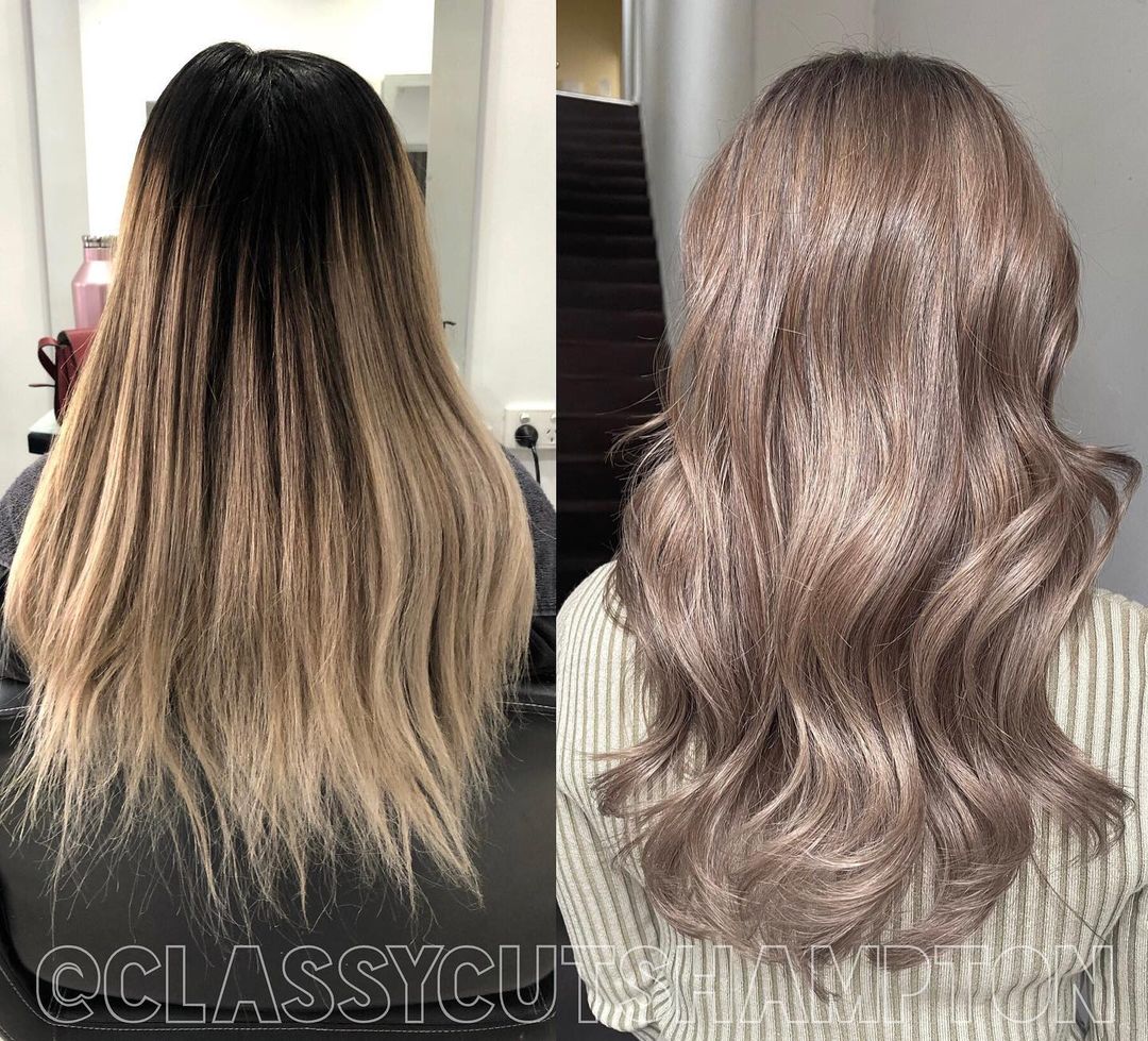 milk tea blonde before and after