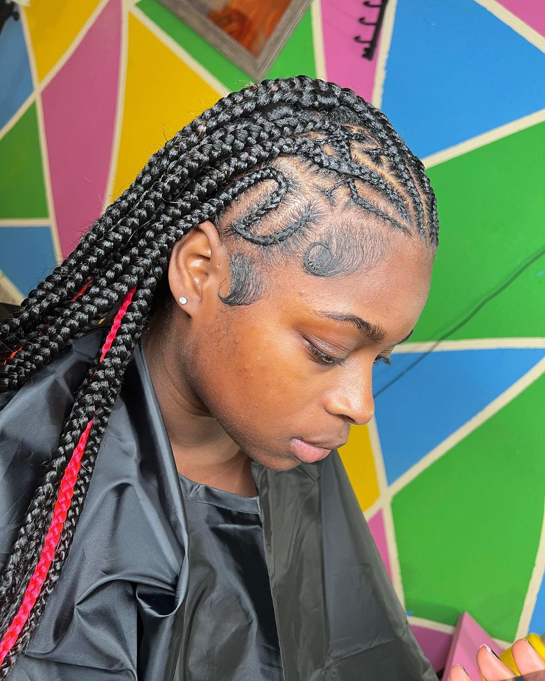 Retouch On The Front Braids With Half-Feedings, Half-Box Braids