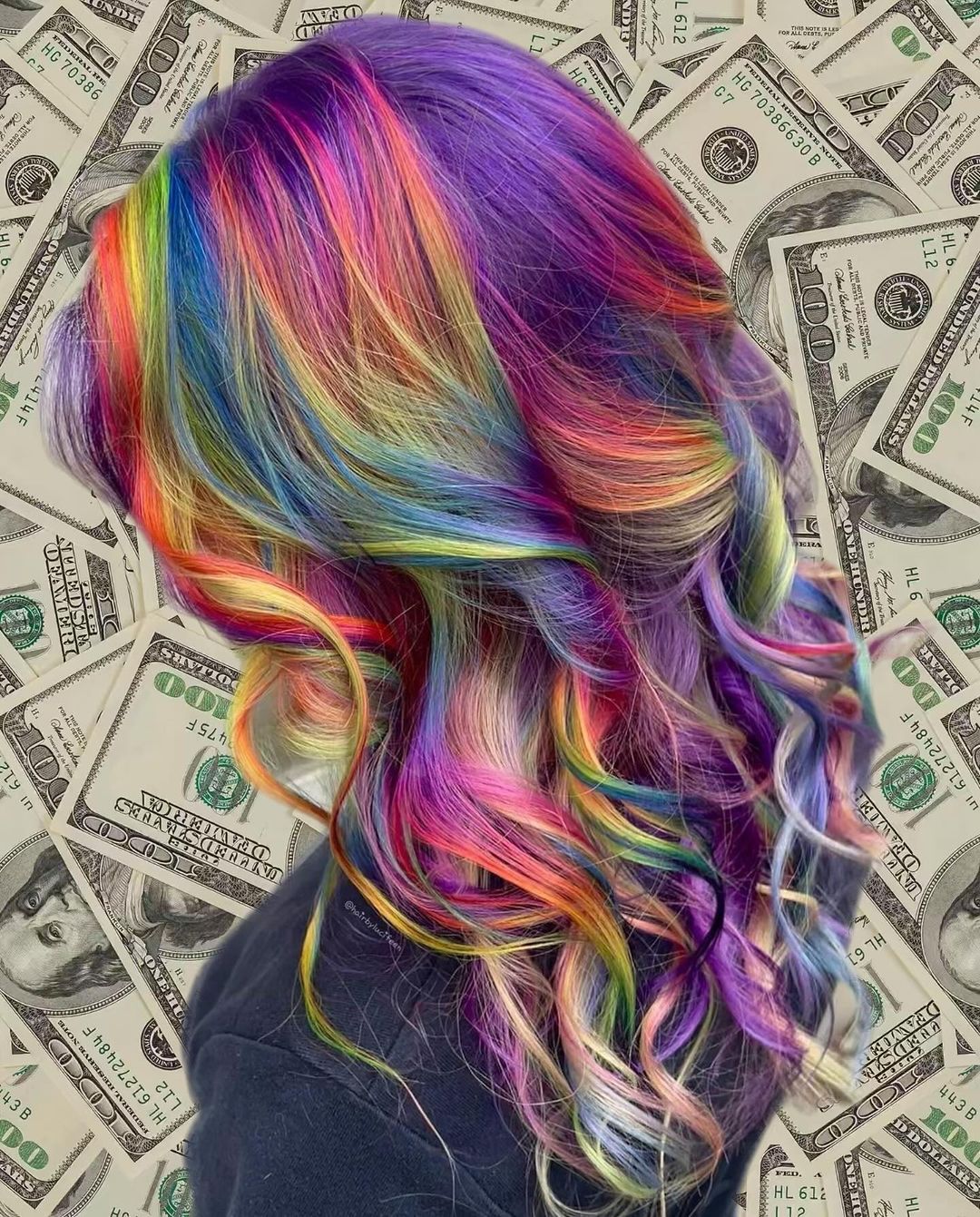 cabelo ondulado arco-íris