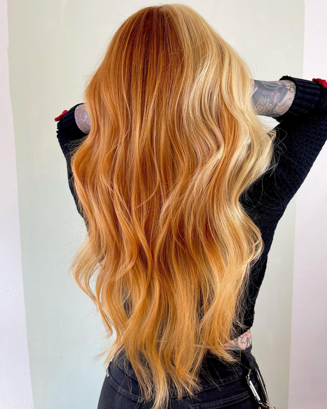 copper blonde long wavy hair