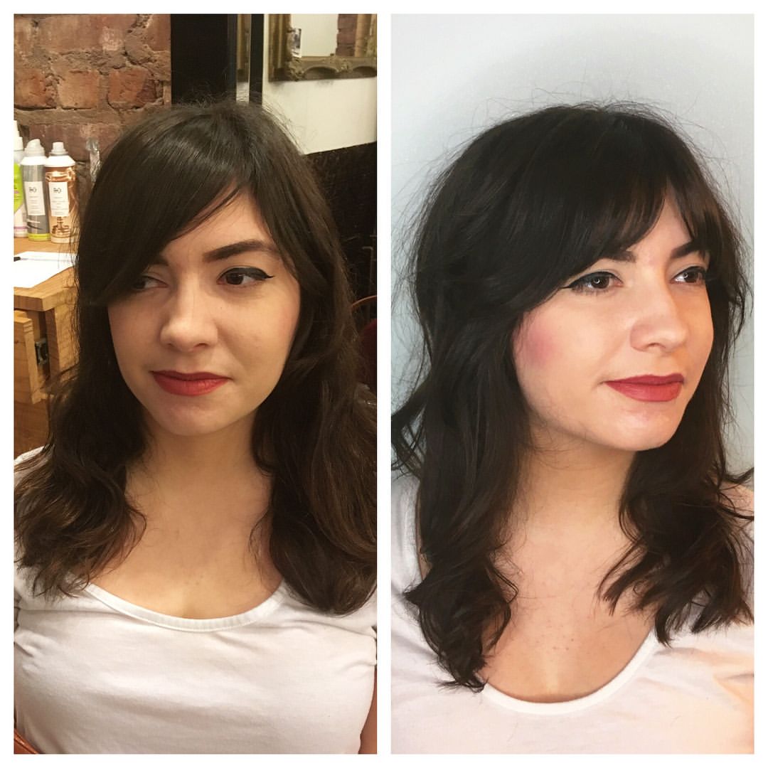 french bangs hairstyle before after