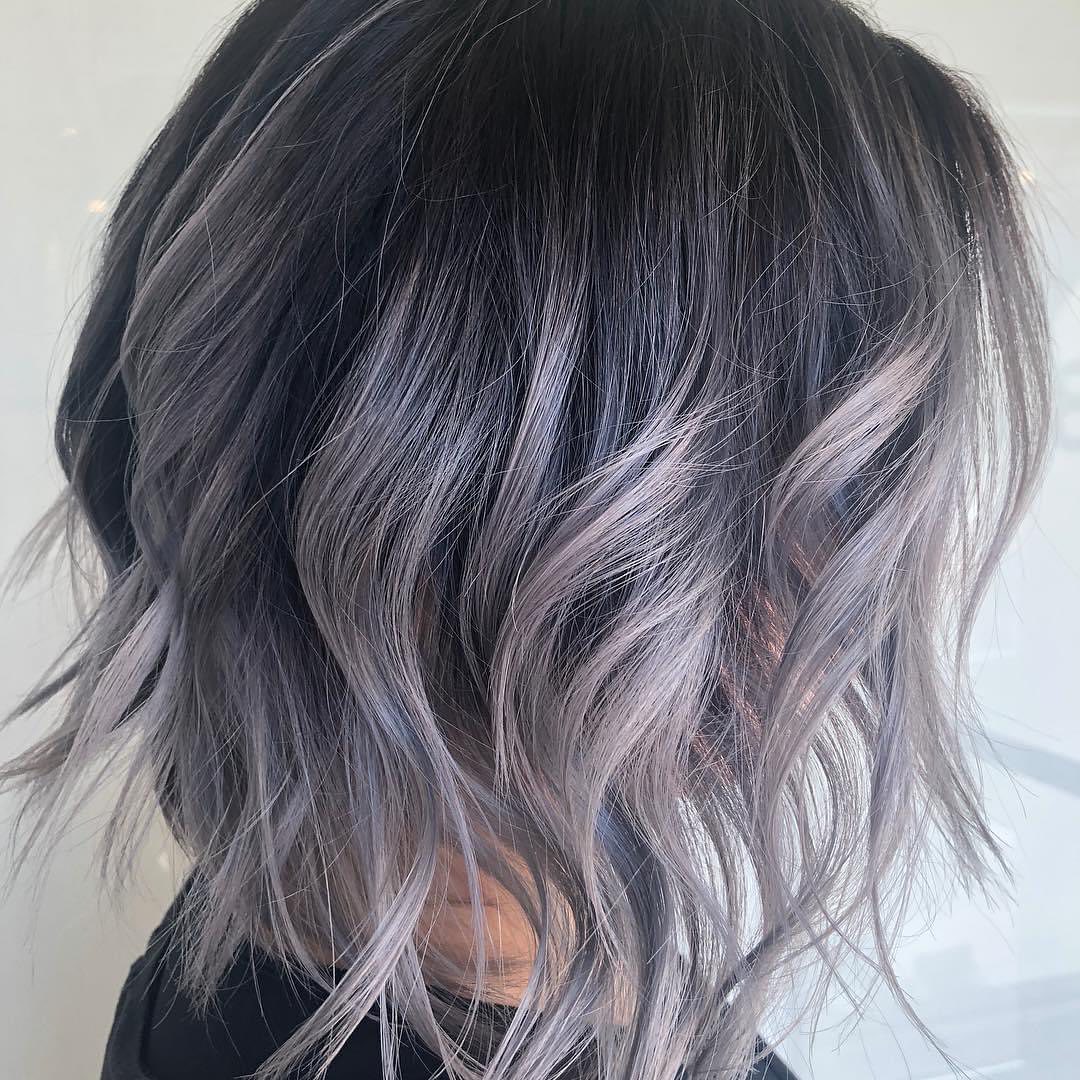 gray balayage short hairstyle