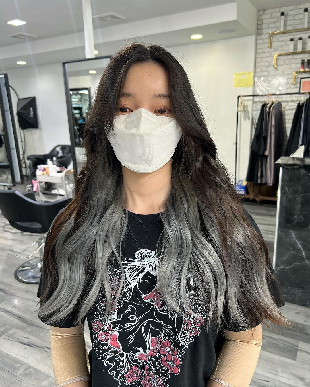 silver brunette two toned hair