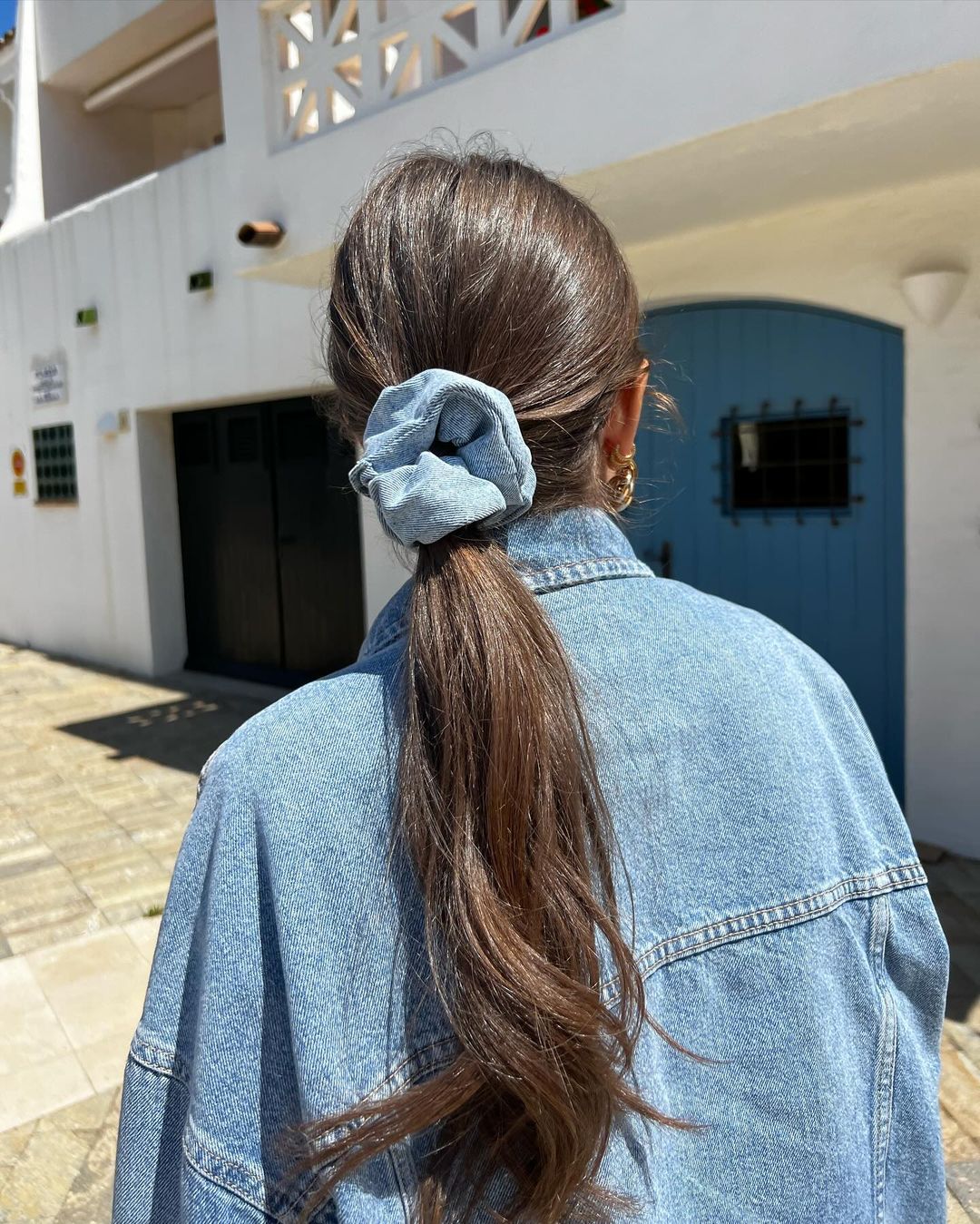 simple ponytail with a cute scrunchie